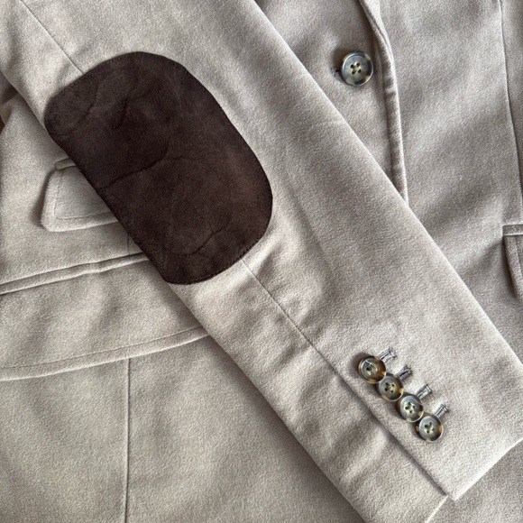 Vintage 2000s Banana Republic Tan Cotton Blazer with Elbow Patches ~ Size Small - Picture 6 of 8